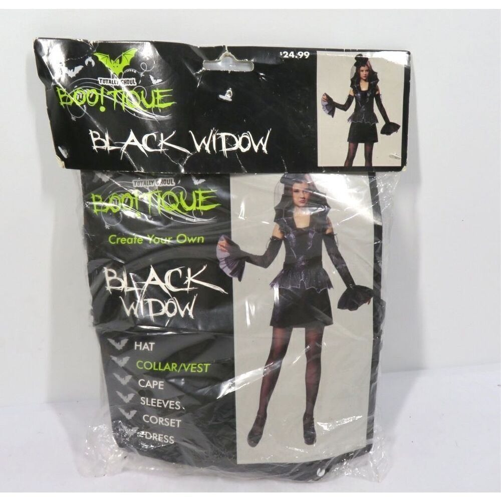 Totally Ghoul Black Widow Costume Collar Vest Junior Women Size S New in Package